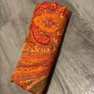 Vibrant Orange and Green Paisley Scarf